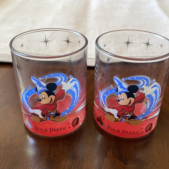 Disney Disneyland Four parks One World Mickey Mouse Fantasia lot of 2 Shot Glass - Picture 5 of 8